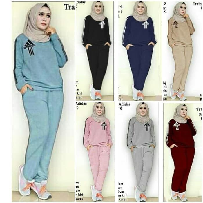 Baju Olahraga Wanita Muslim Hijab Traning Set Adidas