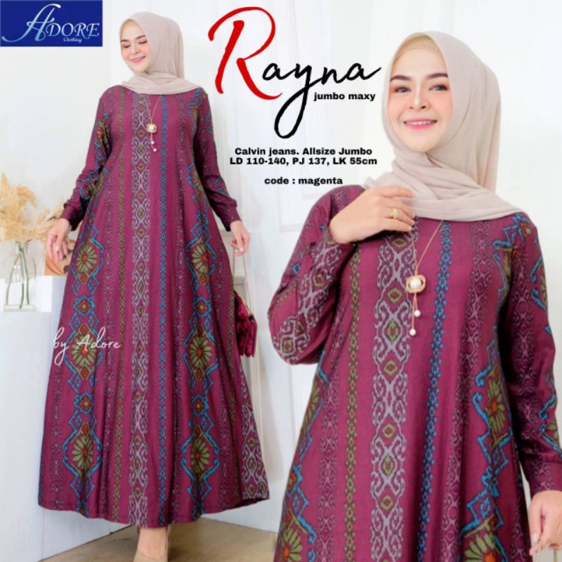 RAYNA MAXY DRESS BAJU GAMIS JUMBO BAHAN CALVIN JEANS TERBARU 2022 BAJU GAMIS SERAGAM IBU-IBU KAIN ME