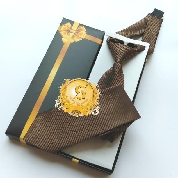 Dasi Dasi Import Instant Langsung Pakai Warna Coklat Pakai Perekat