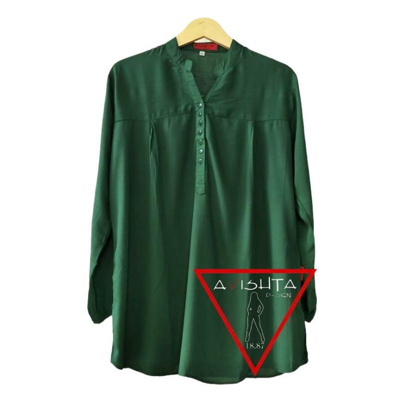 Blus polos rayon hijau botol Blouse polos rayon bottle green Blus polos jumbo lasenta by avishta d-s