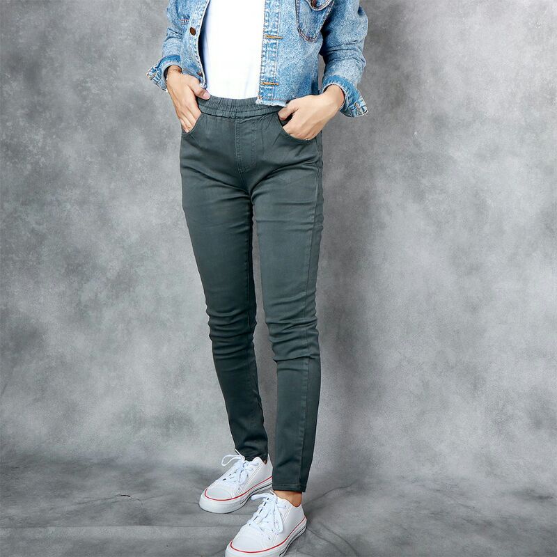 Celana Jeans C96 Panjang Perempuan Pinggang Karet Stretch Soft Jeans