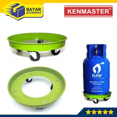 KENMASTER Tatakan Alas Tabung Gas Elpiji Besi Bulat Plus Roda