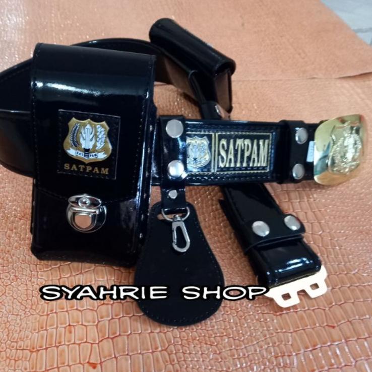 Terbaru.. kopel satpam sabuk security terbaru hitam satu set lengkap (EMBOS SATPAM)