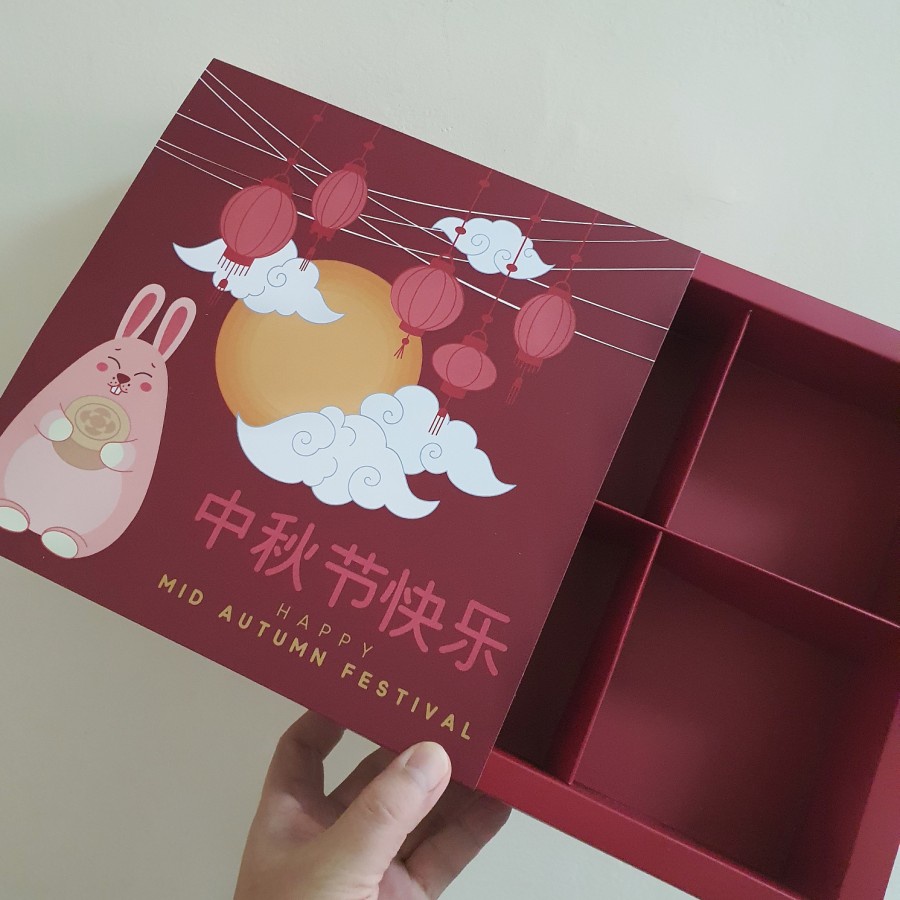 (5 Pcs)Dus Box Sekat Mooncake Kotak Kue Mooncake 150gr Mid Autumn Festival Dus Mooncake 125gr Merah