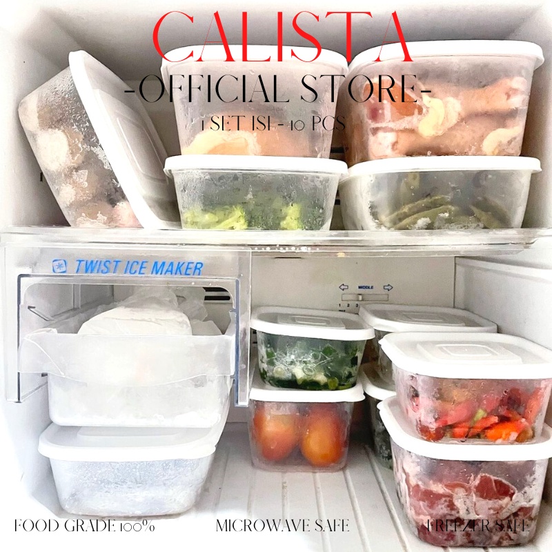 TOPLES SET BENING CALISTA OITA PUTIH TRANSPARANT PREMIUM SET ISI 10PCS TEMPAT WADAH PENYIMPANAN MAKANAN FOOD PREPARATION PREP CONTAINER KULKAS SET