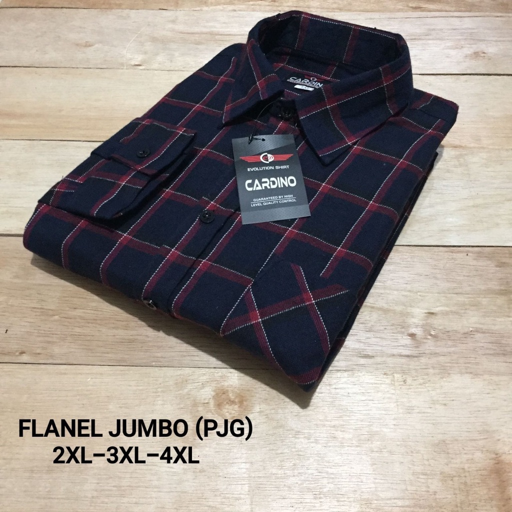 Kemeja Pria Flanel Jumbo XXL-4XL Lengan Panjang