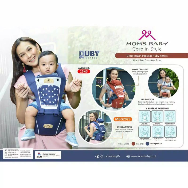 MOM'S BABY Gendongan Hipseat Bayi 6 Posisi Ruby Series MBG 2023