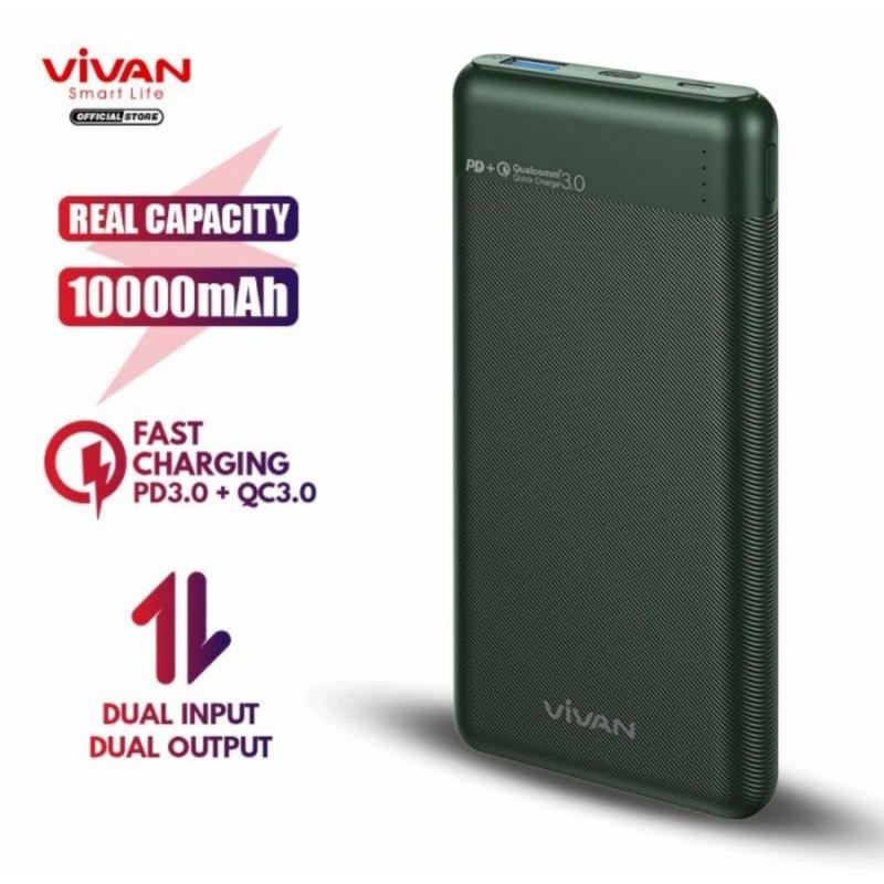 PowerBank VIVAN 10000mah VPB-M10 18W 3 Output Dual Input Port Type C