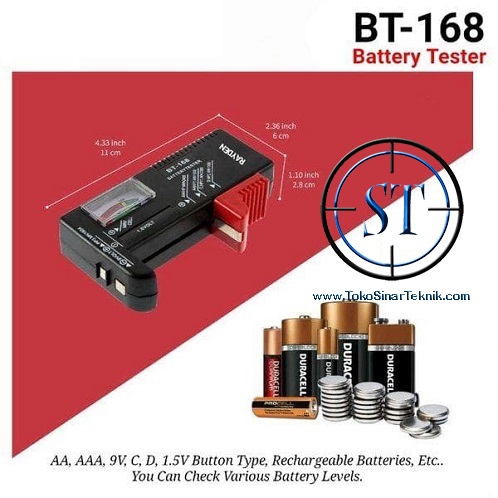 BT-168 Battery Tester Analog Universal Alat Cek -Tes Batu Baterai Batrai Battery