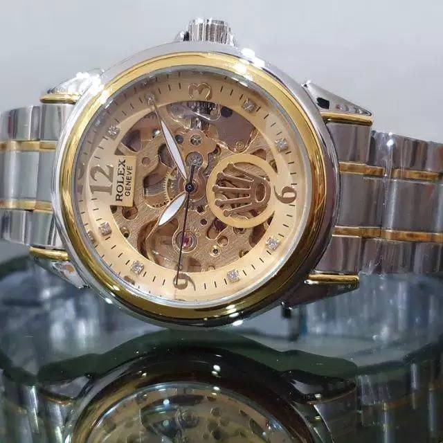 Rolex Chain Kombi  | Jam Tangan Pria | Cowok Skeleton Otomatis | Chain Keren Murah