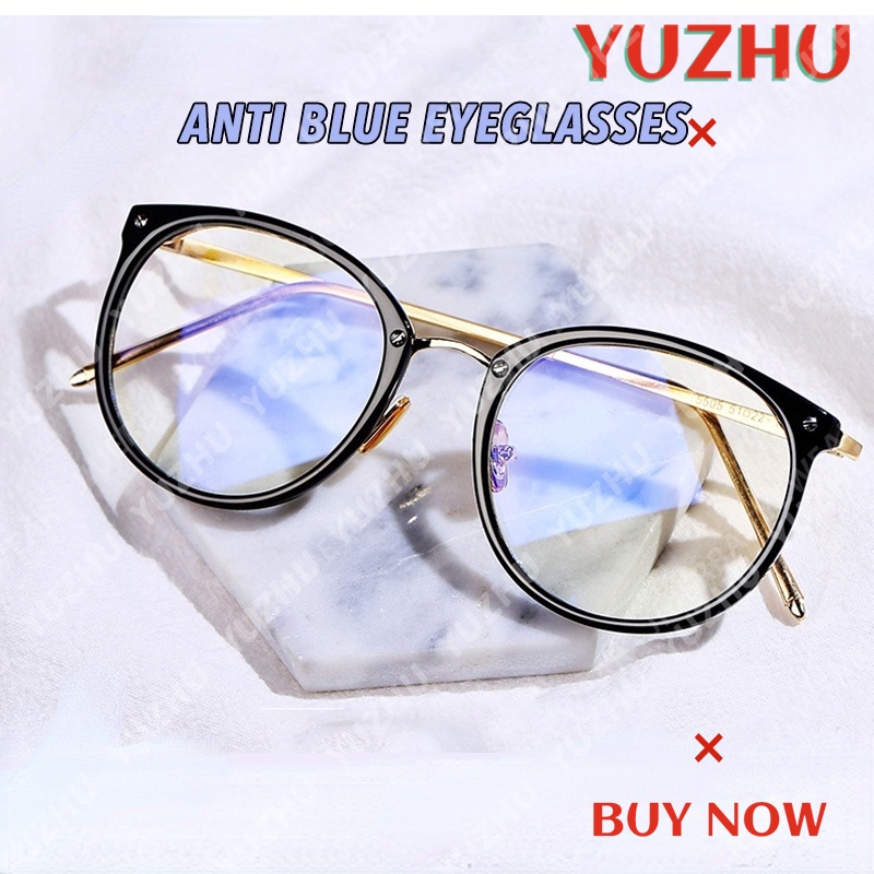 (YUZHU) Bayar di Tempat Myopia Kacamata Wanita Anti Blue Mata Kucing Frame Eyeglasses