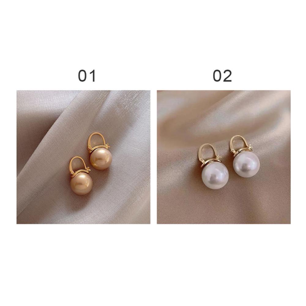 Timekey Anting Tusuk Gantung Desain Geometri Hias Mutiara Besar Gaya Retro Untuk Wanita F5O9