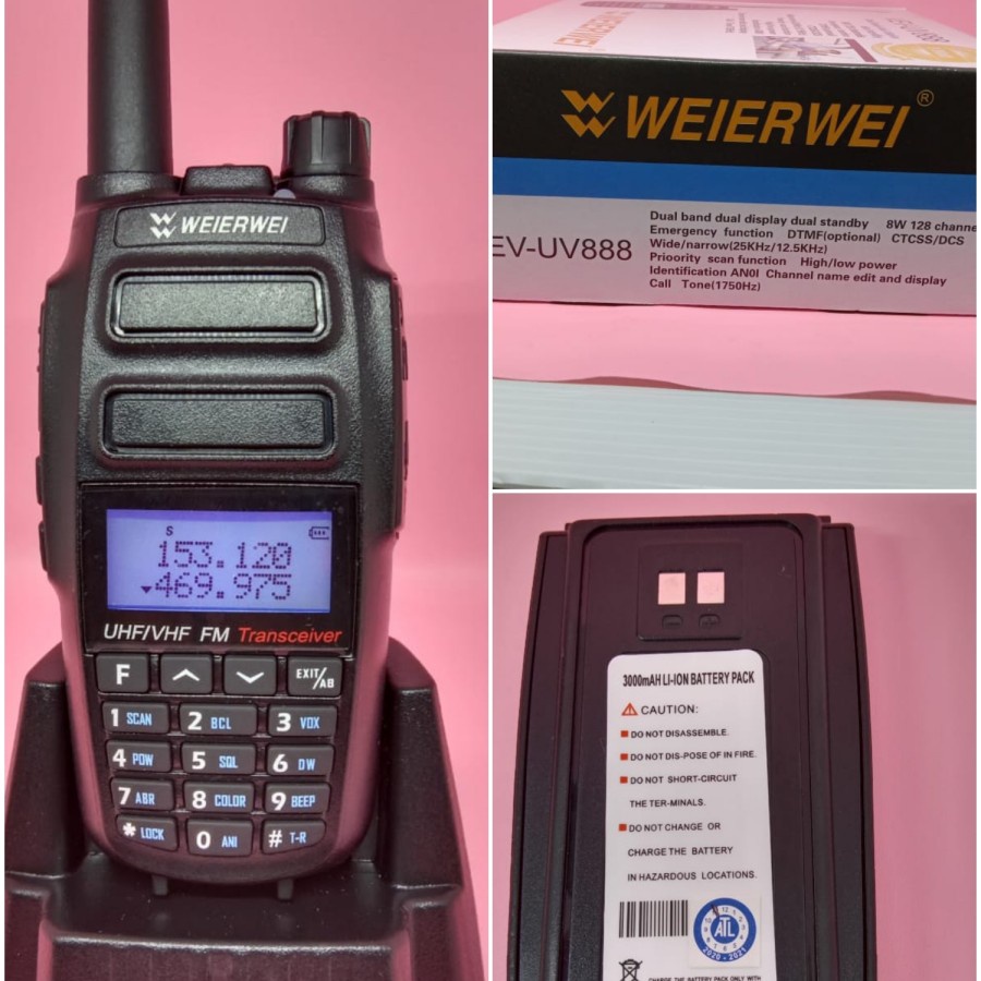 HT Weirwei UV888 10Watt DualBand Original Handy talky UV 888 radio UV-888 10 WATT murah