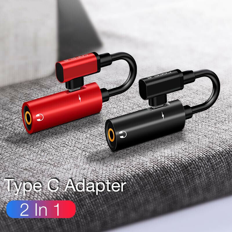 Kabel Adapter Konverter 2 in 1 USB Tipe C ke Audio Jack 3.5mm