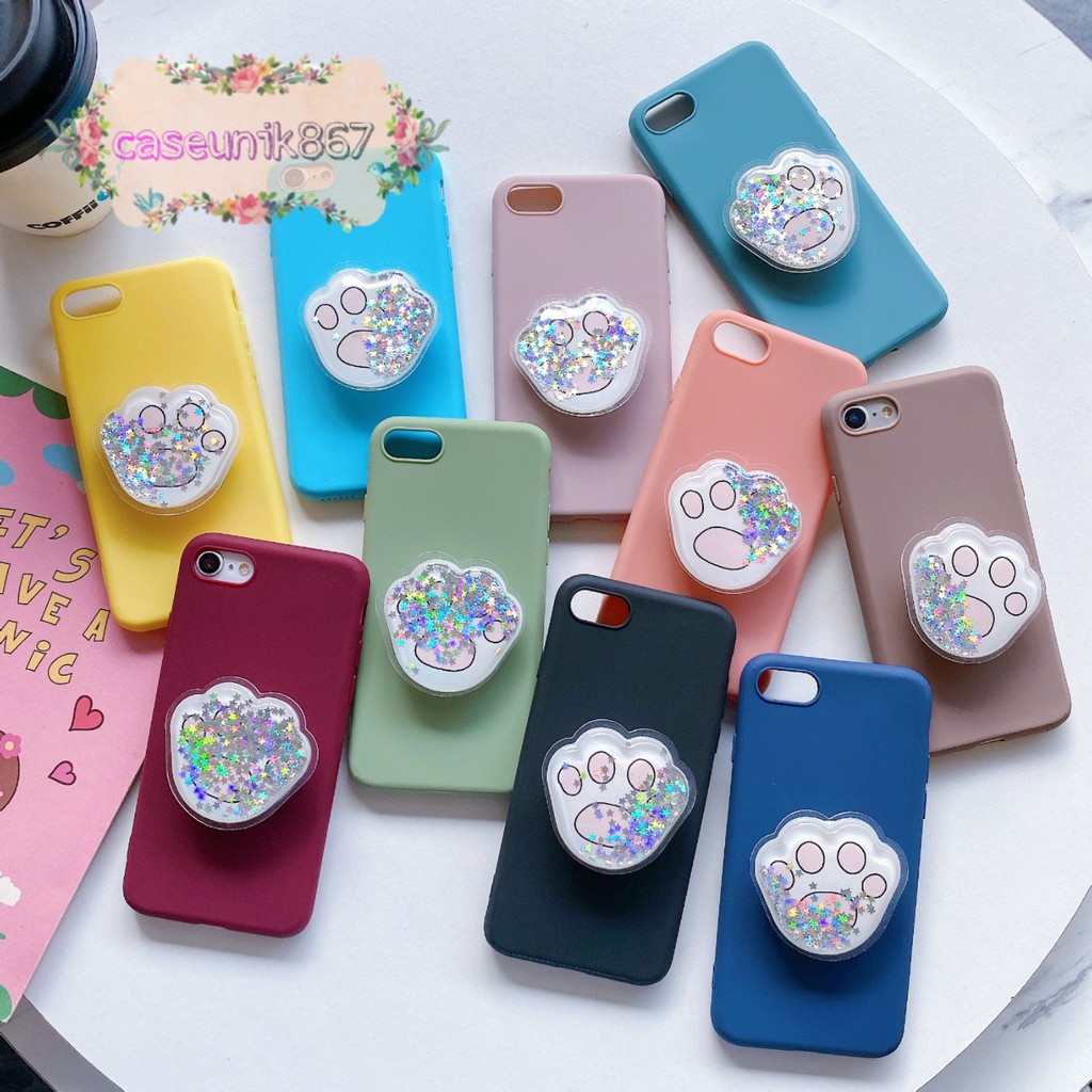 case popsocket glitter candy Iphone 5 6 6g 6g+ 7 7g 7g+ 8 8+ Xr Xs Max Se 2020 11 Pro Pro CS658