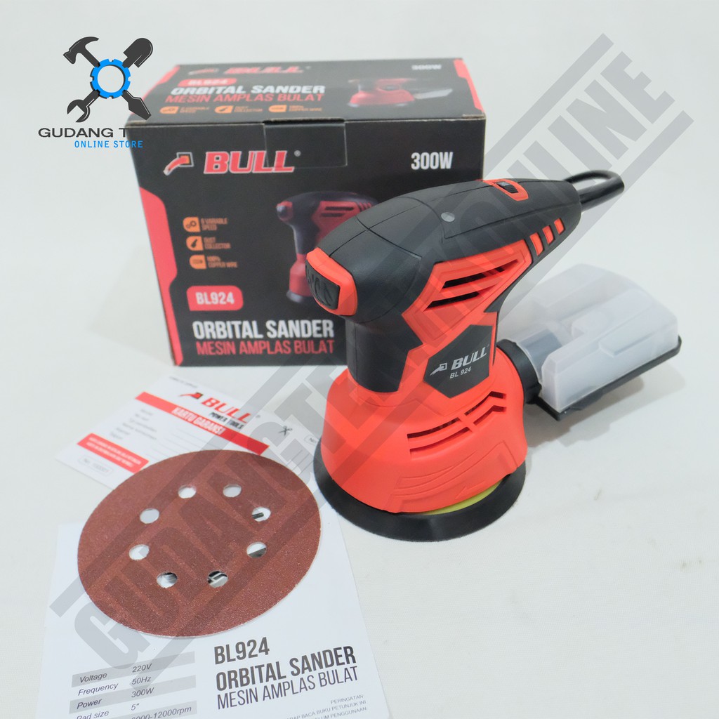 Mesin Amplas Bulat 5inch Bull BL924 - Orbital Sander Bull BL 924 5 inch