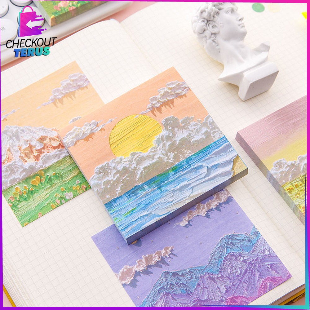 CT A37 Memo Tempel Notes Pemandangan Motif Alam Indah Memopad lucu Aesthetic Sticky Notes Memo Sticky Note