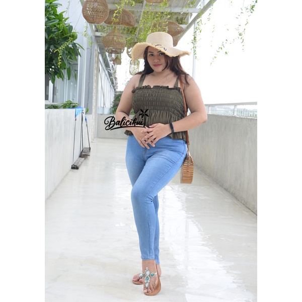 Balicihui Top Erica Atasan Wanita Top Kerut Wanita Atasan Jumbo Big Size Plus Size