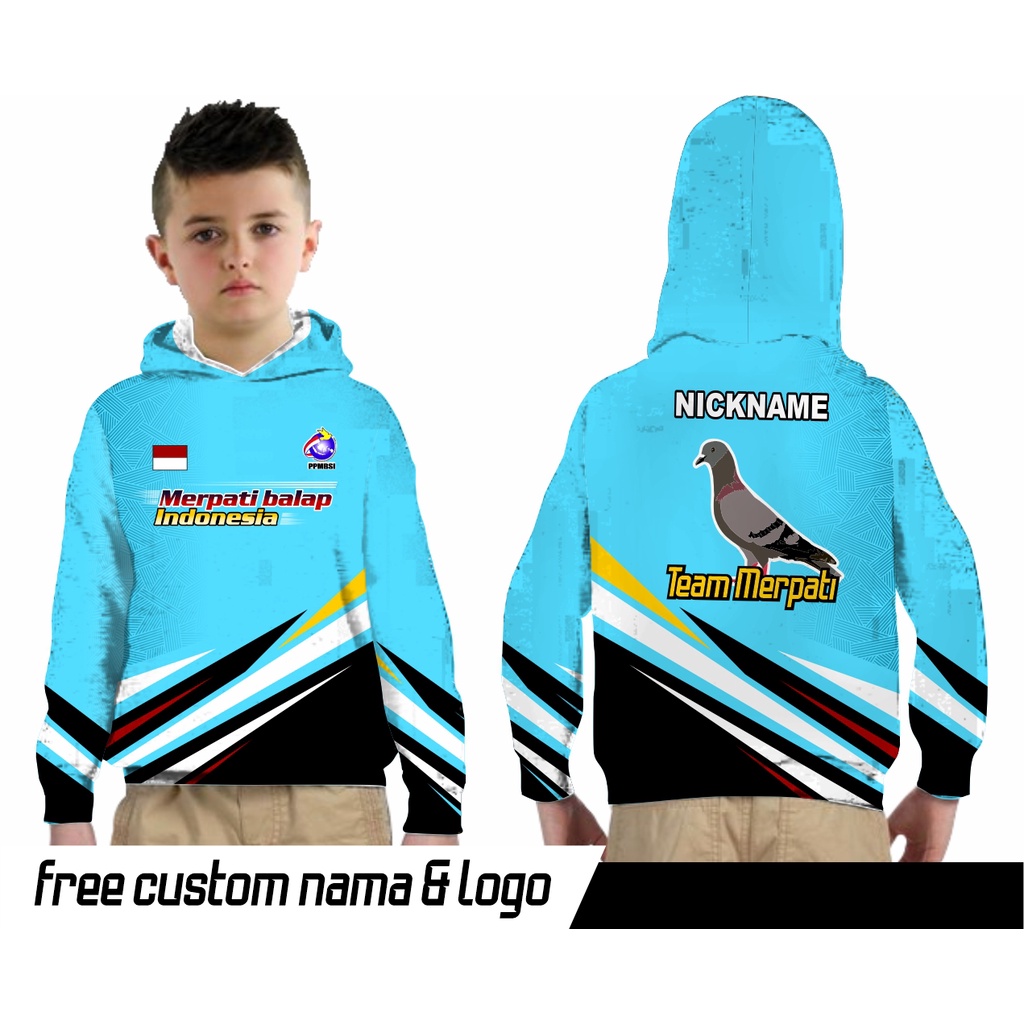 Jersey hoodie anak burung dara baju team merpati balap lengan panjang