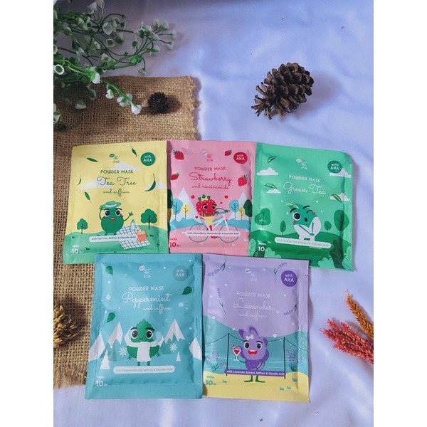 SYB Powder Mask / Masker organik yang dapat mengatasi semua permasalahan kulit wajah bisa untuk mencerahkan, menghilangkan bekas jerawat, mengecilkan pori pori, menglowingkan, menghaluskan dan harganya murah meriah bestsaller