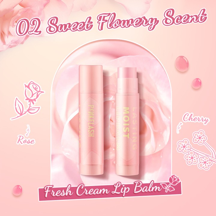 ★ BB ★ PINKFLASH Lasting Moist Lip Balm | Fresh Cream Lip Balm Lasting Moist soft lips Rose Moisturizing hydration Sakura - L03 | PINK FLASH