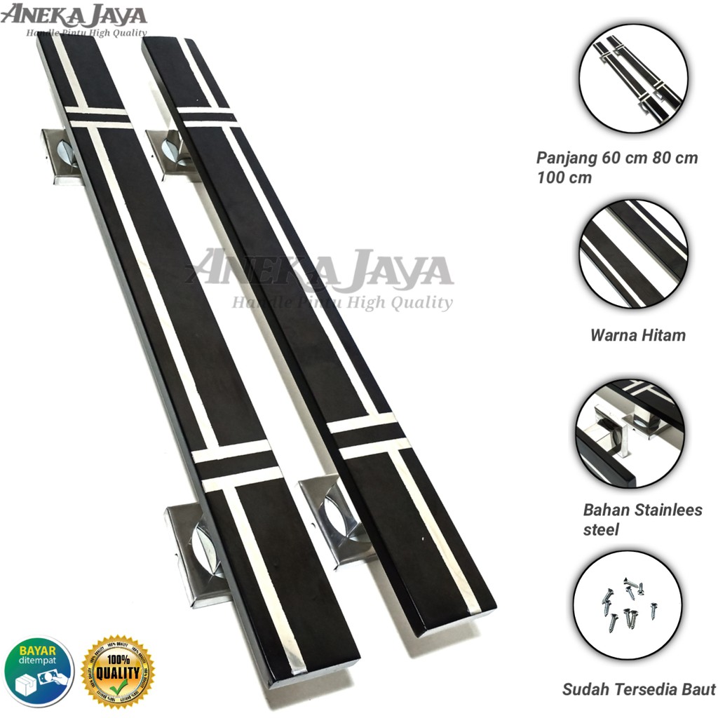 Handle Pintu rumah panjang 60 cm 80 cm 100 cm Tarikan Pintu Pegangan Pintu rumah minimalis hitam