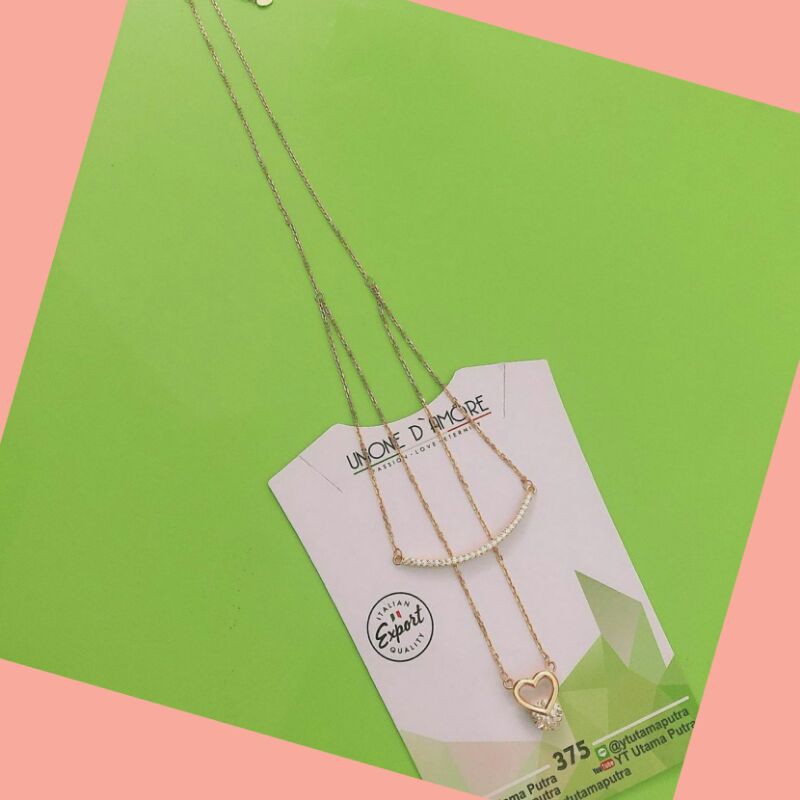 KALUNG RANTAI DOUBLE LAYER MODEL LOVE  DAN SMILE MATA EMAS ASLI YT KADAR 375