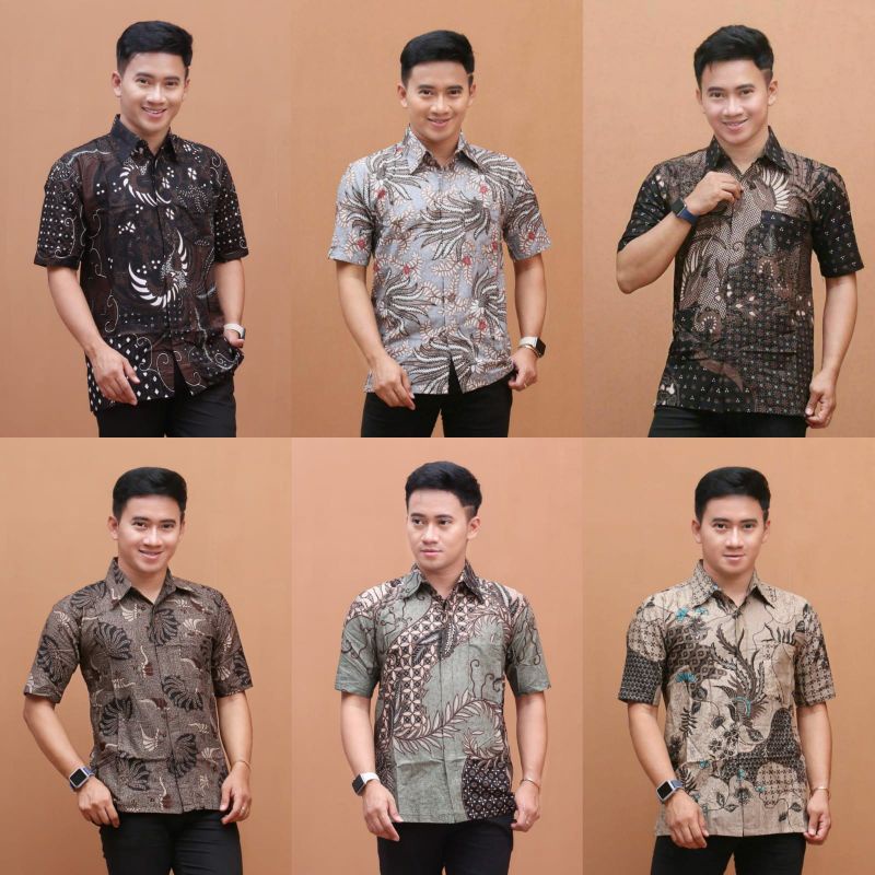 [TERBARU] Batik Pria Lengan Pendek premium BATIK BERKAH HRB026 motif KERATONAN Kode 002 size M L XL