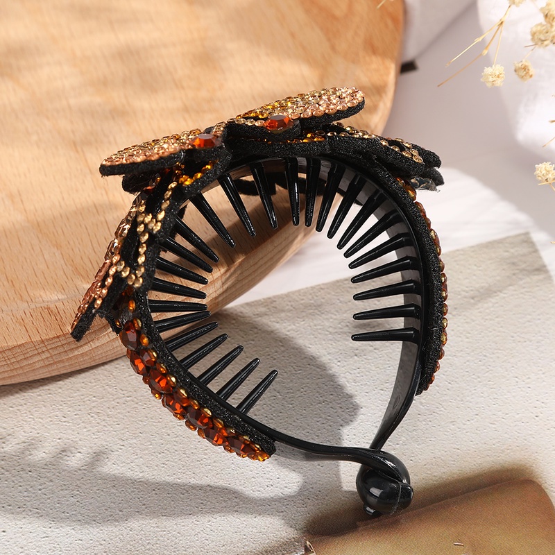 Rhinestone Butterfly Disc Hair Device Fashion Retro Hair Claw Clip Crystal Horsetail Buckle Women Hair Accessories