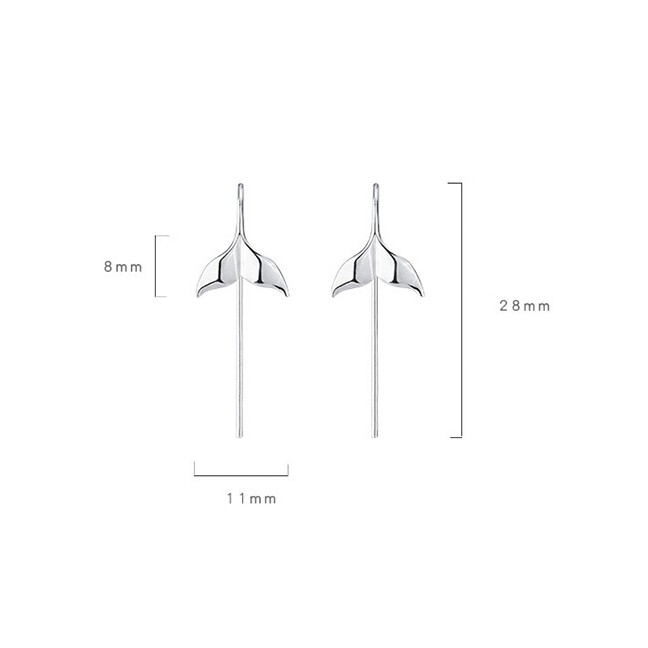 LRC Anting Tusuk Fashion Silver Copper Plated Goldfish Tail Earrings A59112