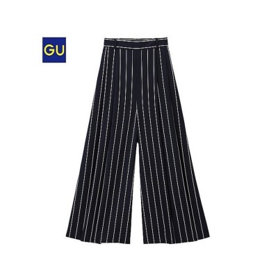GU by UNIQLO Celana Kulot Wide Comfy Pants - Stripe Navy