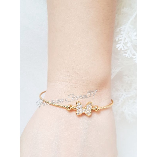 New Gelang Bangle Pita Permata cantik Impor Perhiasan Yaxiya Lapis emas Gelang Bangle Free Size Lapis emas impor