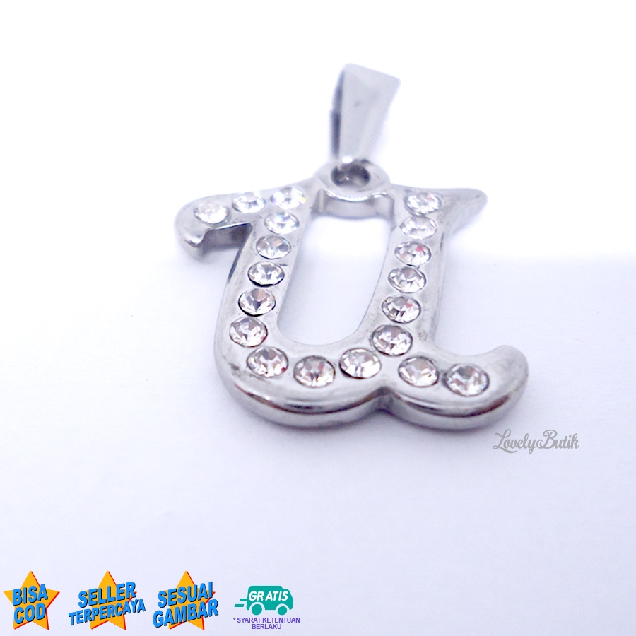 Lovelybutik - Liontin Titanium Anti Karat Liontin Huruf U Klasik Emas Silver