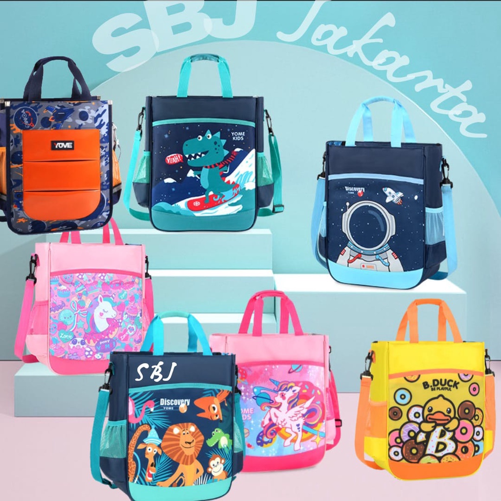 Tas anak sekolah PREMIUM / Tas kursus / Tas Jinjing Multifungsi Yome Kids Original