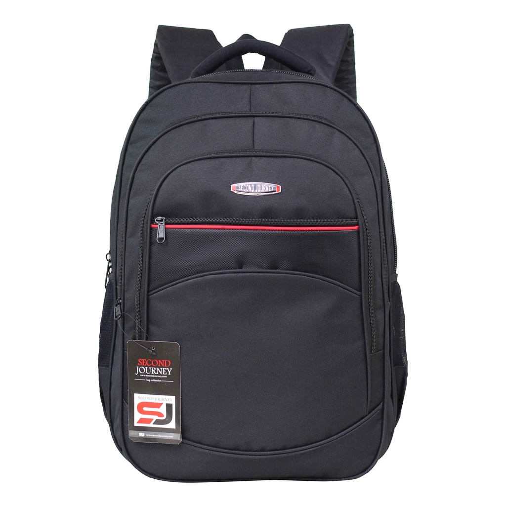 Backpack Laptop Tas Ransel Tas Sekolah Tas Punggung Second Journey Tas Hitam List Merah Ransel Murah Tebal Kuat