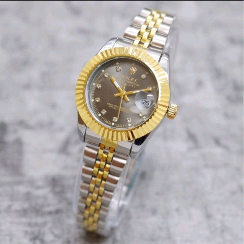 rolex osyter datejust jam tangan wanita rantai kecil date aktif