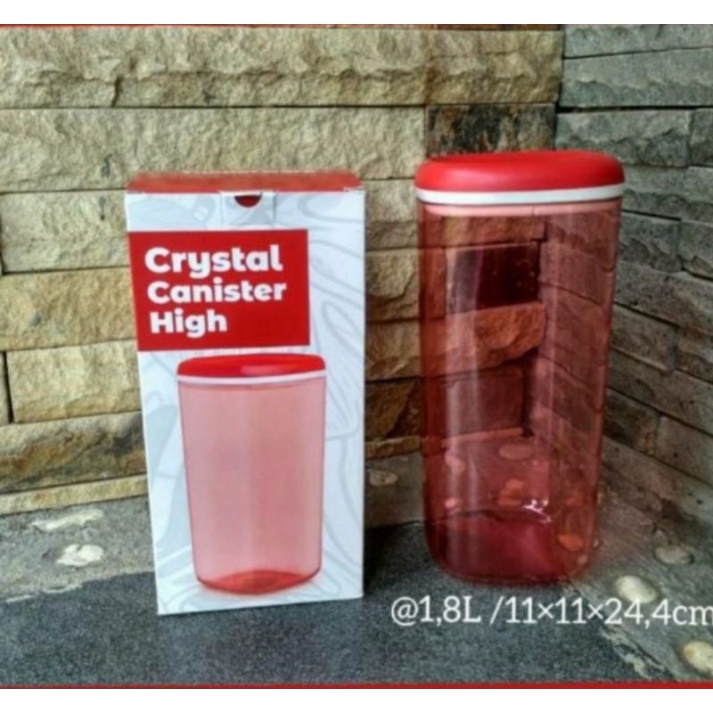 Tupperware crystal canister high (1) pcs /toples kue free box