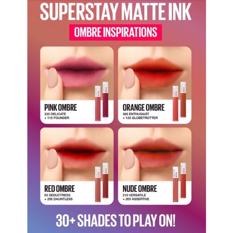 Maybelline Superstay Matte Ink 210 Versatile | Seductress | Shakeer | Delicate | Inititator