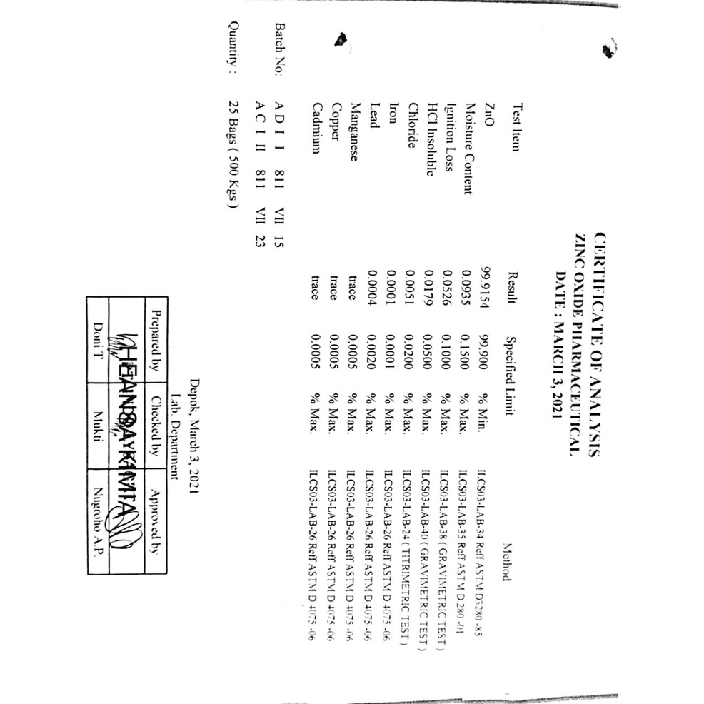 ZINC OXIDE BUBUK / POWDER - ZnO (1kg) phamaceutical grade