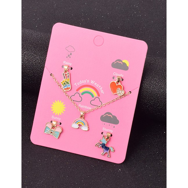 LRC Kalung + liontin Fashion color mixing animal heart P72945