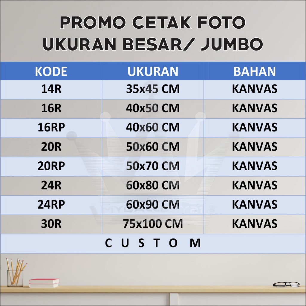 Cetak Foto Kanvas | 12R 12RP 14R 16R 16RP 20R 20RP 24R 24RP 30R | Cetak Foto Ukuran Besar | Request Ukuran Jumbo | Custom Foto Besar | Cuci Foto Jumbo | Bahan Kanvas Premium