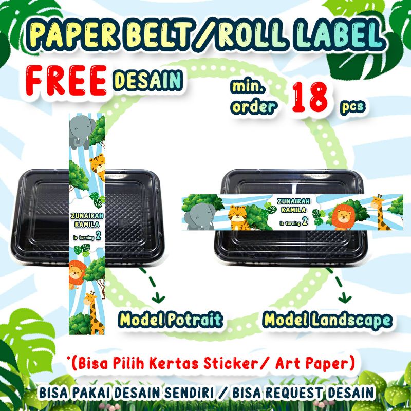 

PAPER BELT/ROLL LABEL ULANG TAHUN/TASYAKURAN/OLSHOP/SOUVENIR/BENTO/RICE BOX