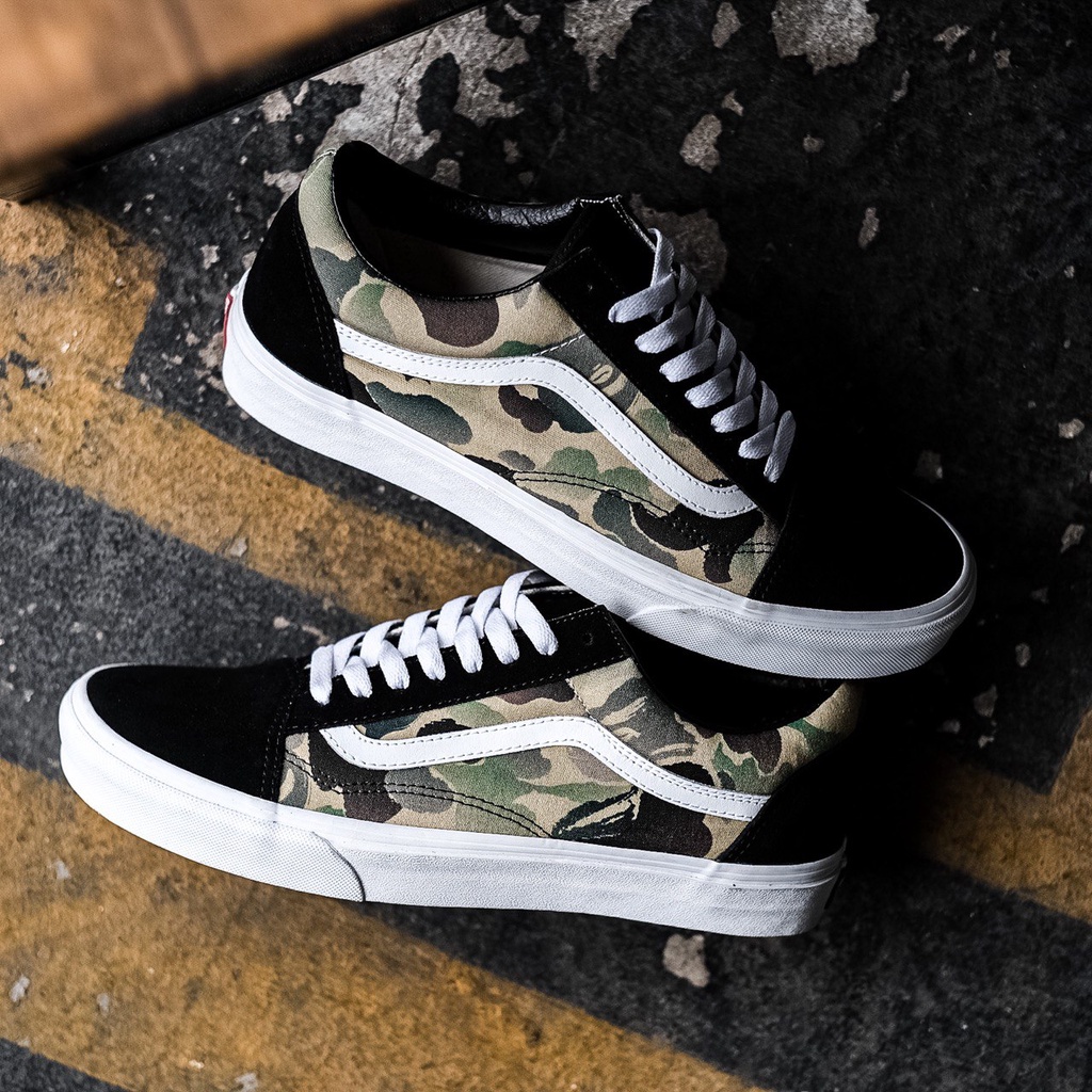 VANS OLDSKOOL X BAPE EXLUSIVE CUSTOME “CAMO/BLACK/WHITE” ORIGINAL 100%