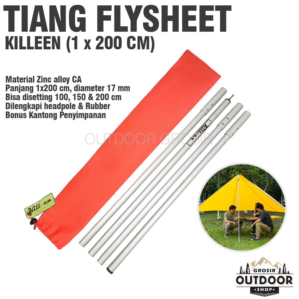 [COD] Tiang Flysheet Ki   llen Zinc Alloy Single 1 x 200 cm