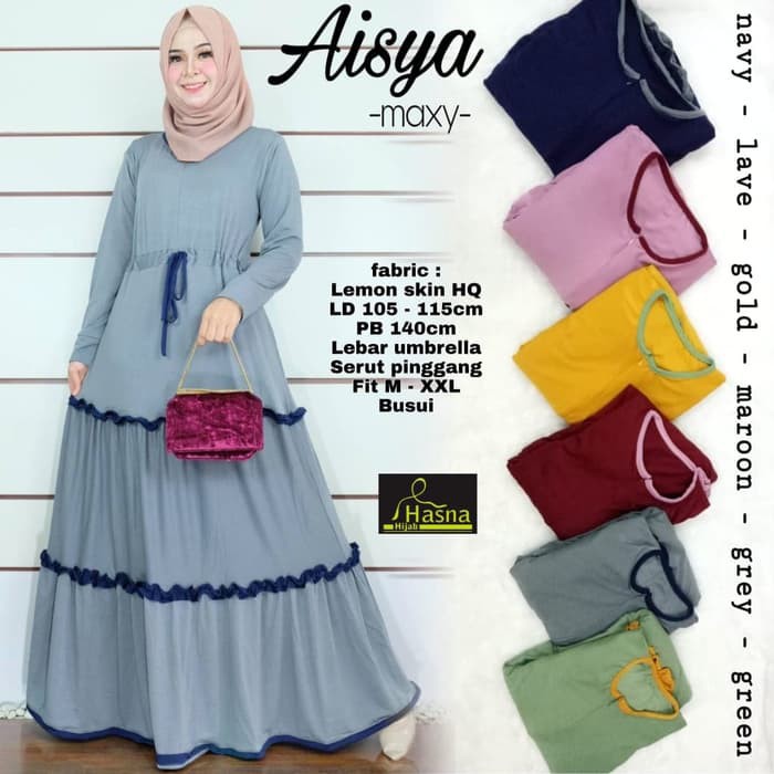 Gamis Jersey susun kombinasi | Gamis Aisya