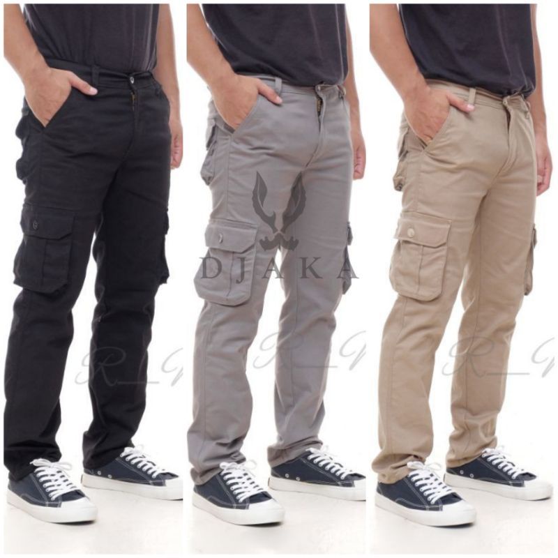 Celana Cargo Regular Straight Loose Fit Pria Celana Panjang Cargo Kargo Reguler Standar Fit Gombrong