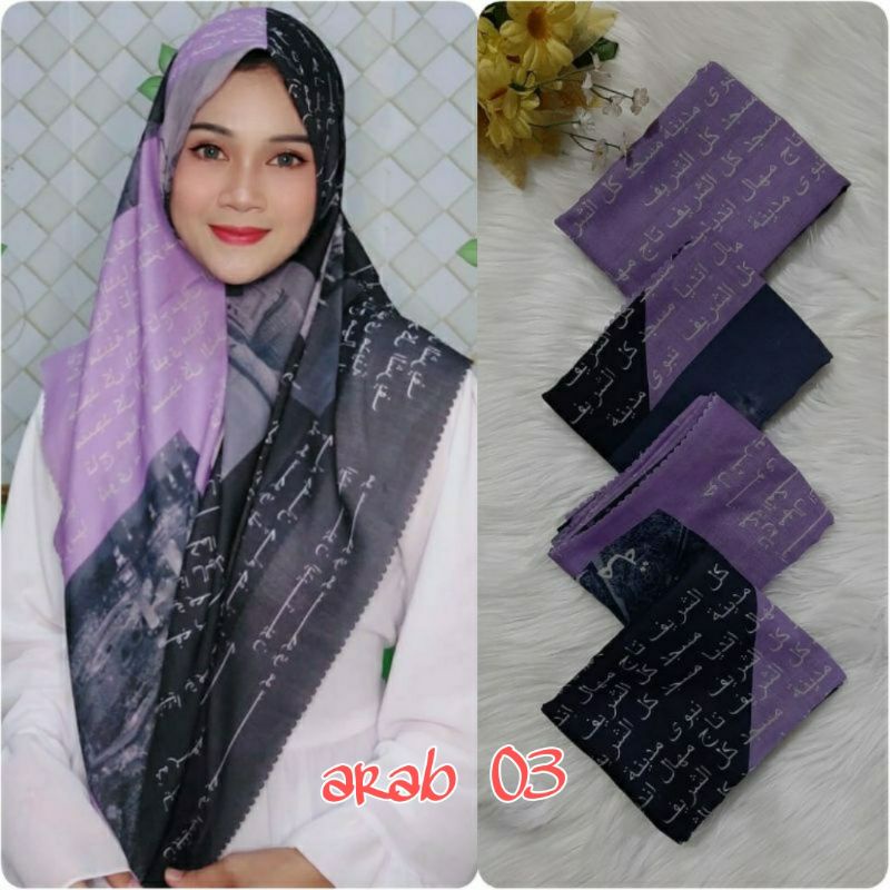 hijab segiempat voal motif koran arab premium / segiempat koran arab lasercut premium sz 115 x 115cm-Arab 03