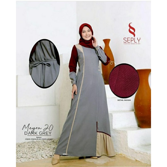 Dress Muslim Seply Meyra 20 Dark Grey Seply Meyra 20 Black Baju Gamis Dewasa Gamis Muslim Terbaru