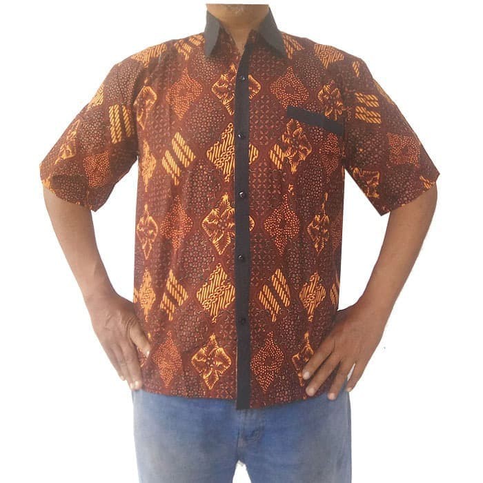 Kemeja Batik Sogan Kombinasi Lis