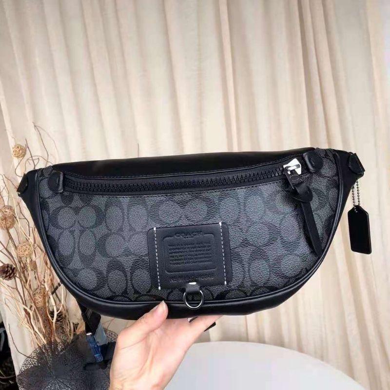 WAISTBAG COACH Revington Logo Black Belt Bag Tas Pinggang Original Quality